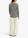 Chinti & Parker Breton Stripe Heart Wool Cashmere Jumper, Grey Marl/Nancy Pink