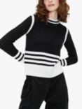 Chinti & Parker Ida Stripe Merino Wool Jumper, Black/Cream