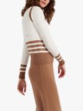 Chinti & Parker Ida Stripe Merino Wool Jumper, Cream/Soft Camel