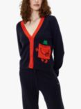 Chinti & Parker Mr Strong Wool Cashmere Cardigan, Navy/Pepper Red