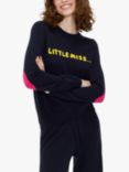 Chinti & Parker Little Miss Elbow Patches Wool Cashmere Jumper, Navy/Berry Pink