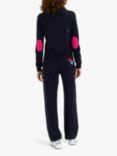 Chinti & Parker Little Miss Elbow Patches Wool Cashmere Jumper, Navy/Berry Pink