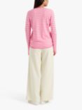 Chinti & Parker Breton Stripe Heart Wool Cashmere Jumper, Nancy Pink/Cream