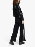 Chinti & Parker Bess Button Wool Cashmere Trousers, Black/Cream