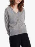 Chinti & Parker V-Neck Merino Wool Cardigan, Grey Marl