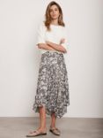 Mint Velvet Abstract Floral Print Midi Skirt, Cream/Grey