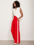 Mint Velvet Side Stripe Wide Leg Trousers, Red