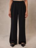 Mint Velvet Waist Detail Wide Leg Trousers, Black