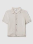 Reiss Kids' Eden Short Sleeve Shirt, Off White