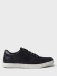 Crew Clothing Woven Effect Leather Trainers, Navy