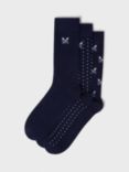 Crew Clothing Logo Bamboo Blend Socks, Pack of 3, Navy Blue