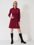 Crew Clothing Elsie Corduroy Shirt Dress, Berry Red