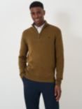 Crew Clothing Organic Cotton Half Zip Knitted Jumper, Tan