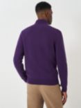 Crew Clothing Organic Cotton Half Zip Knitted Jumper, Purple