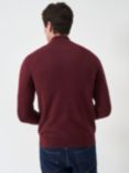 Crew Clothing Organic Cotton Half Zip Knitted Jumper, Burgundy Red