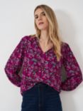 Crew Clothing Beatrice Floral Ruffle Blouse, Multi/Pink