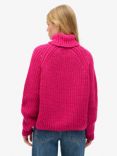 Superdry Slouchy Stitch Roll Neck Knitted Jumper, Hyper Magenta Pink