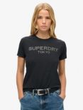 Superdry Sport Luxe Graphic Fitted T-Shirt, Black