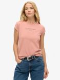 Superdry Sport Luxe Graphic Cap Sleeve T-Shirt, Ash Rose