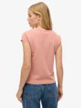 Superdry Sport Luxe Graphic Cap Sleeve T-Shirt, Ash Rose