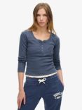 Superdry Athletic Button Down Long Sleeve Top, Mariner Navy