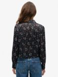 Superdry SHeer Luxe Floral Blouse, Autumn Meadow Black