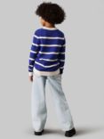 Calvin Klein Kids' Merino Wool Stripe Jumper, Royal Blue