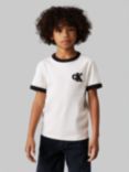 Calvin Clein Kids' Cotton Mono Crew Neck T-Shirt, Ivory