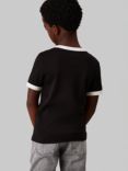 Calvin Klein Jeans Kids' Ringer Cotton Monogram Logo T-Shirt, Black