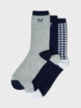 Crew Clothing Bamboo Blend Ankle Socks, Pack of 3, Multi/Black, One Size