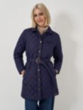 Crew Clothing Diamond Quilted Belted Coat, Navy