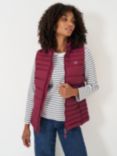 Crew Clothing Lightweight Hooded Gilet, Berry Red