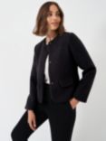 Crew Clothing Textured Collarless Jacket, Black