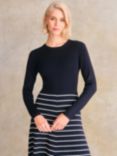 Crew Clothing Stripe Flare Knit Dress, Multi/Silver