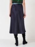 Crew Clothing Rowen Satin Slip Skirt, Navy Blue