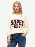 Superdry Slouchy Knitted Graphic Organic Cotton Jumper, Off White/Multi