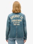 Superdry Embroidered Organic Cotton Denim Jacket, Fulton Vintage Blue