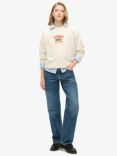 Superdry Travel Souvenir Loose Crew Sweatshirt, Cream