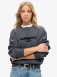 Superdry Sport Luxe Panelled Loose Crew Sweatshirt, Ebony