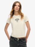 Superdry Tattoo Rhinestone Fitted T-Shirt, Rice White