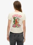 Superdry Tattoo Rhinestone Fitted T-Shirt, Rice White