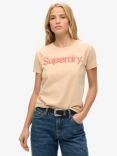 Superdry Core Logo City Fitted T-Shirt, Frappe Beige