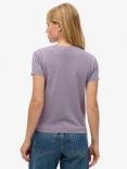 Superdry Sport Luxe Graphic Fitted T-Shirt, Purple Sage