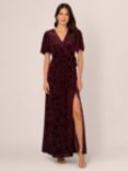 Adrianna Papell Floral Burnout Velvet Maxi Dress, Burgundy