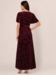 Adrianna Papell Floral Burnout Velvet Maxi Dress, Burgundy