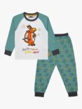 Fabric Flavours Kids' Zog Cotton Pyjamas, Green Bottle/Multi