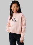 Calvin Klein Jeans Kids' Organic Cotton Logo Jumper, Peach Whip