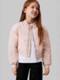 Calvin Klein Kids' Satin Hero Bomber Jacket, Peach Whip