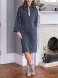 Celtic & Co. Button Detail Longline Hoodie, Charcoal Marl