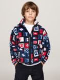 Tommy Hilfiger Kids' Flag Print Zipped Fleece Sweatshirt, Multi